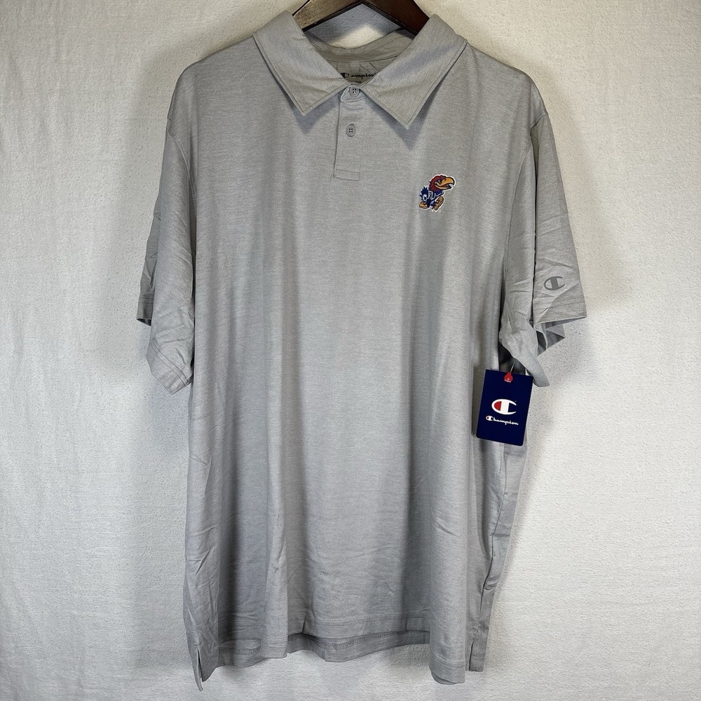 Kansas Jayhawks Champion Men's 2XL‎ Grey Polo